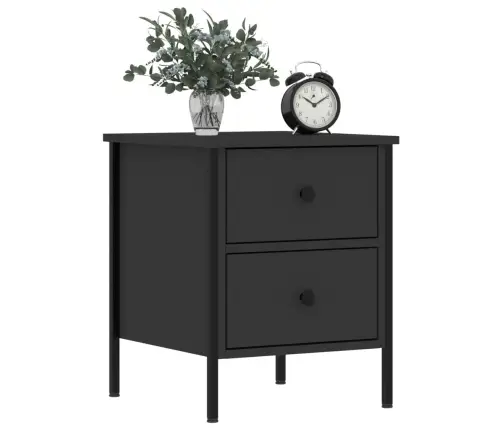 Naktinės Spintelės, 2Vnt., Juodos, 40X42X50cm Apdirbta Mediena