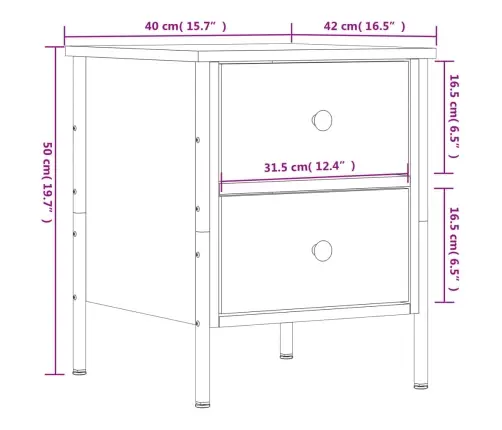 Naktinės Spintelės, 2Vnt., Juodos, 40X42X50cm Apdirbta Mediena