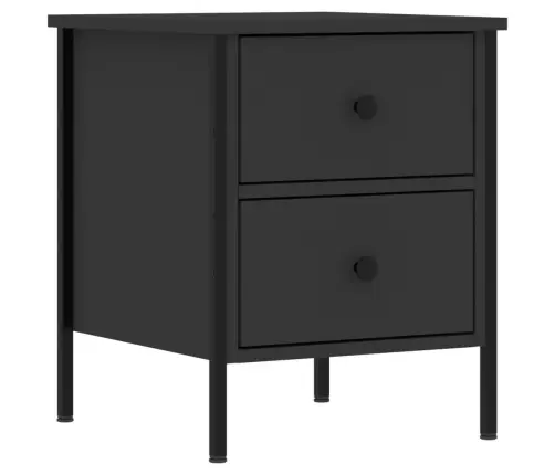 Naktinės Spintelės, 2Vnt., Juodos, 40X42X50cm Apdirbta Mediena