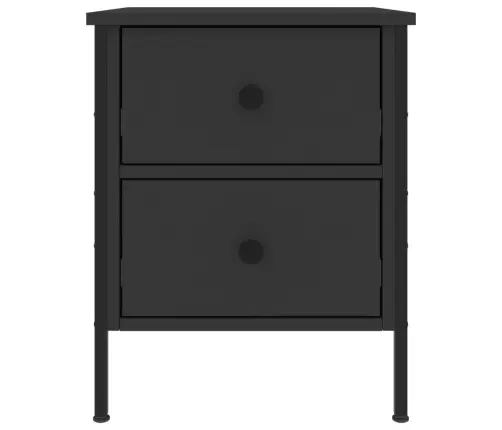 Naktinės Spintelės, 2Vnt., Juodos, 40X42X50cm Apdirbta Mediena