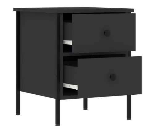 Naktinės Spintelės, 2Vnt., Juodos, 40X42X50cm Apdirbta Mediena