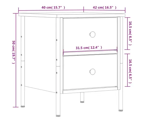 Öökapid 2 Tk, Suitsutatud Tamm, 40 X 42 X 50 cm Tehispuit