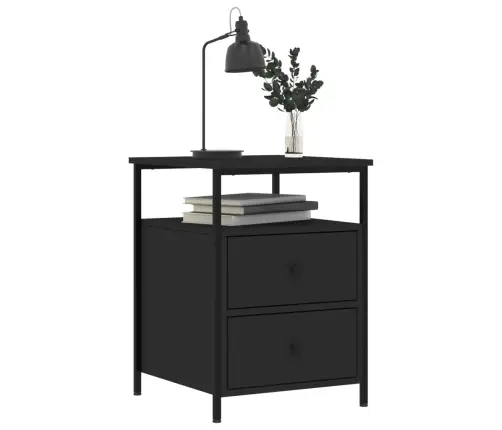 Naktinė Spintelė, Juodos Spalvos, 44X45X60cm Apdirbta Mediena