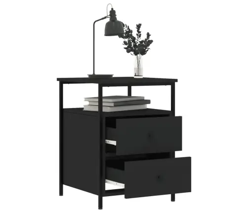 Naktinė Spintelė, Juodos Spalvos, 44X45X60cm Apdirbta Mediena