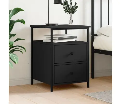 Naktinė Spintelė, Juodos Spalvos, 44X45X60cm Apdirbta Mediena