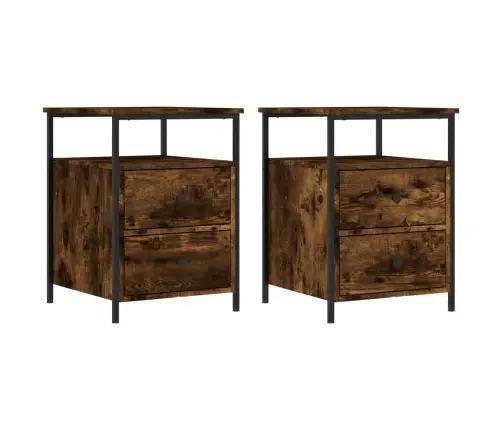 Naktinės Spintelės, 2Vnt., Dūminio Ąžuolo, 44X45X60cm Mediena