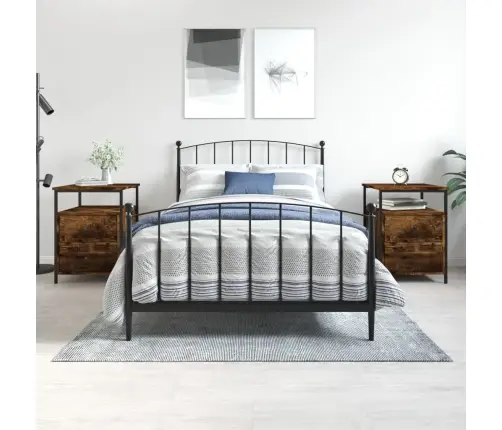 Naktinės Spintelės, 2Vnt., Dūminio Ąžuolo, 44X45X60cm Mediena