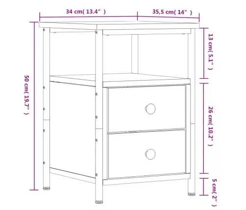Naktsgaldiņi, 2 Gab., 34X35,5X50 Cm, Inženierijas Koks, Melni Vidaxl