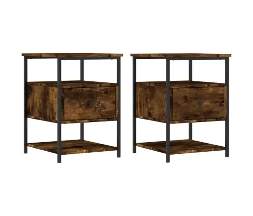 Naktinės Spintelės, 2Vnt., Dūminio Ąžuolo, 40X42X56cm Mediena