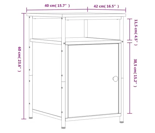 Naktinės Spintelės, 2Vnt., Rudos Ąžuolo, 40X42X60cm Mediena