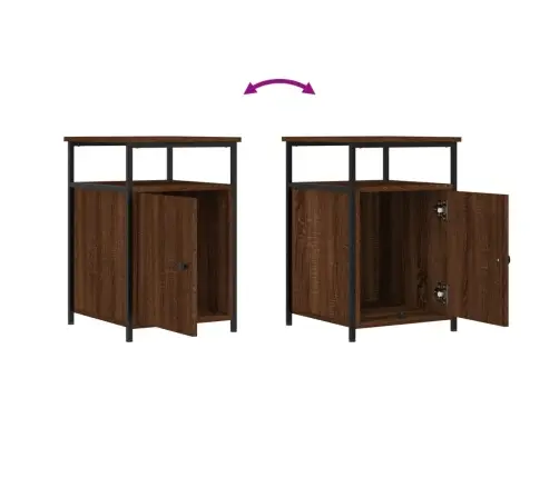 Naktinės Spintelės, 2Vnt., Rudos Ąžuolo, 40X42X60cm Mediena