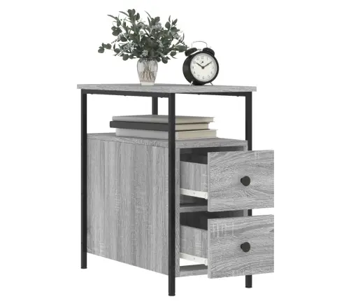 Naktinė Spintelė, Pilka Ąžuolo, 30X60X60cm Apdirbta Mediena