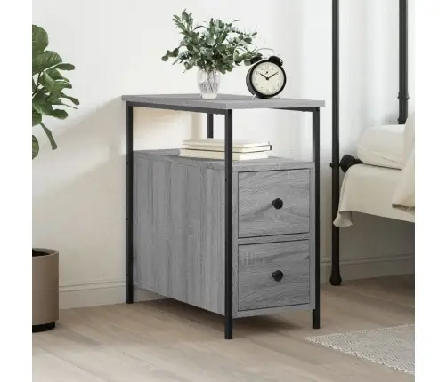 Naktinė Spintelė, Pilka Ąžuolo, 30X60X60cm Apdirbta Mediena
