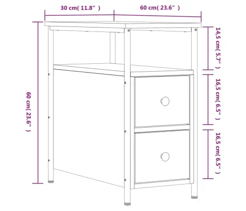 Naktinės Spintelės, 2Vnt., Pilkos Ąžuolo, 30X60X60cm Mediena