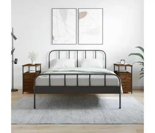 Naktinės Spintelės, 2Vnt., Rudos Ąžuolo, 30X60X60cm Mediena