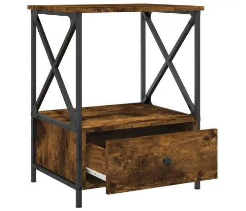 Naktinis Staliukas, Dūminio Ąžuolo, 50X41X65cm Mediena Naktinis Staliukas, Dūminio Ąžuolo, 50X41X65cm Mediena