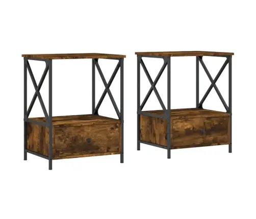 Naktiniai Staliukai, 2Vnt., Dūminio Ąžuolo, 50X41X65cm Mediena