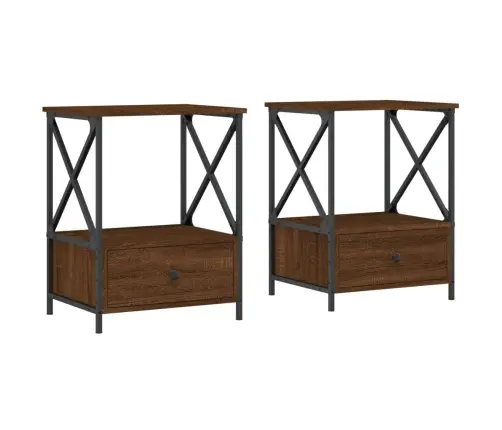Naktiniai Staliukai, 2Vnt., Rudi Ąžuolo, 50X41X65cm Mediena
