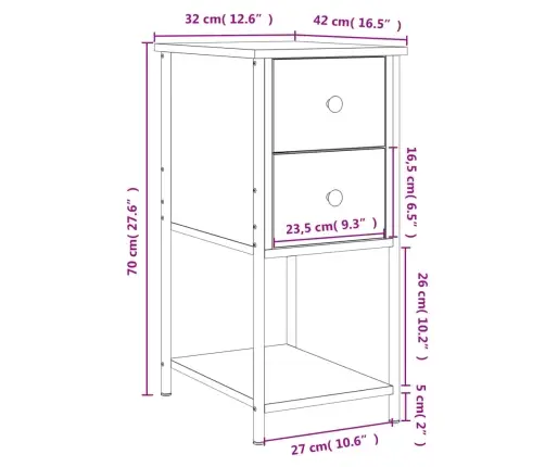 Naktsskapīši, 2 Gb., Koka Krāsa, 32X42X70 Cm, Inženierijas Koks Vidaxl