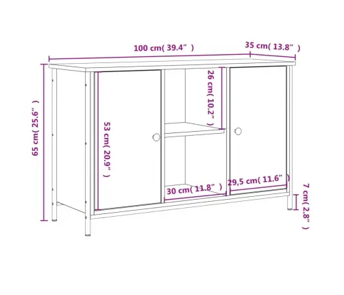 Tv Skapītis, Melns, 100X35X65 Cm, Inženierijas Koks Vidaxl