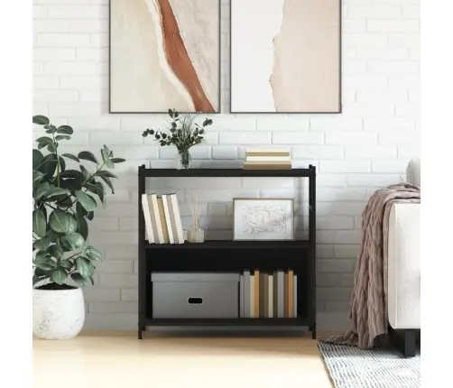 Raamaturiiul, Must, 80 X 30 X 78, cm Tehispuit Ja Raud