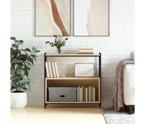 Knygų Lentyna, Ąžuolo, 80X30X78,5cm Apdirbta Mediena/Geležis