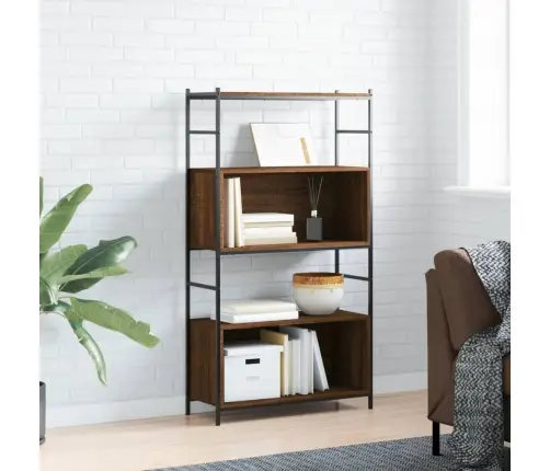 Knygų Lentyna, Ruda Ąžuolo, 80X30X145,5cm Mediena/Geležis