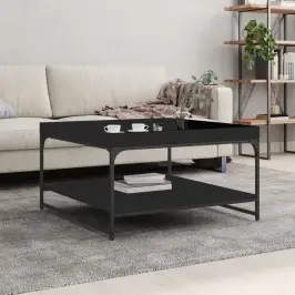 Kafijas Galdiņš, 80X80X45 Cm, Inženierijas Koks, Dzelzs, Melns Vidaxl