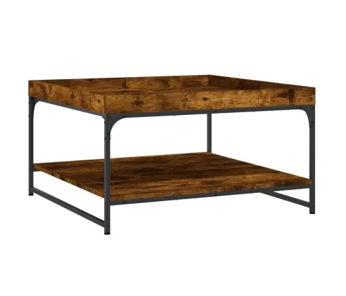 Kohvilaud, Suitsutatud Tamm, 80 X 80 X 45 cm Tehispuit Ja Raud