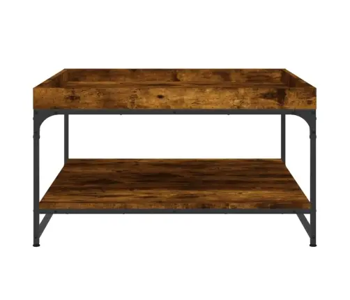 Kohvilaud, Suitsutatud Tamm, 80 X 80 X 45 cm Tehispuit Ja Raud