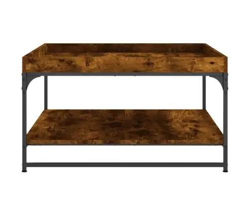 Kohvilaud, Suitsutatud Tamm, 80 X 80 X 45 cm Tehispuit Ja Raud