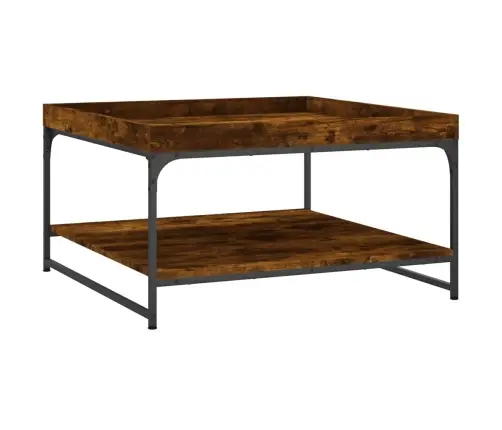 Kohvilaud, Suitsutatud Tamm, 80 X 80 X 45 cm Tehispuit Ja Raud