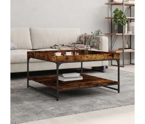 Kohvilaud, Suitsutatud Tamm, 80 X 80 X 45 cm Tehispuit Ja Raud