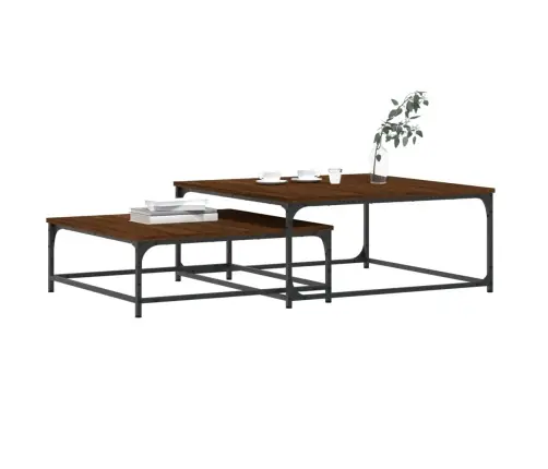 Kafijas Galdiņi, 2 Gab., Sabīdāmi, Brūni, Inženierijas Koks Vidaxl