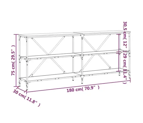 Konsolinis Staliukas, Ąžuolo, 180X30X75cm Mediena/Geležis Konsolinis Staliukas, Ąžuolo, 180X30X75cm Mediena/Geležis