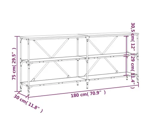 Konsolinis Staliukas, Pilkas, 180X30X75cm Mediena/Geležis