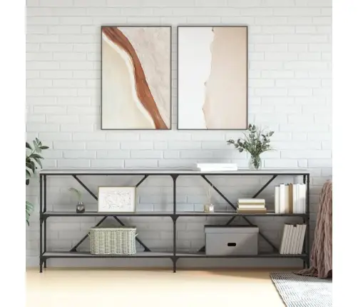 Konsoles Galdiņš, Pelēks, 200X30X75 Cm, Inženierijas Koks Vidaxl