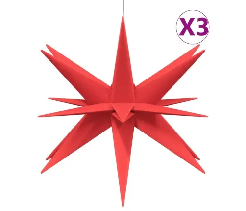 Jõulutuled Led-Valgustusega 3 Tk, Kokkupandav, Punane, 57 Cm