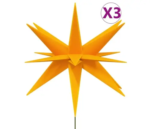 Ziemassvētku Lampas Ar Led Un Mietiņu, 3 Gab., Dzeltenas, 57 Cm Vidaxl