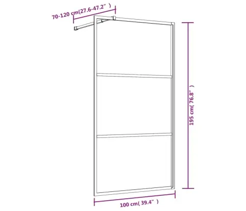 Dušas Siena, Caurspīdīgs Esg Stikls, 100X195 Cm, Zeltaina Vidaxl