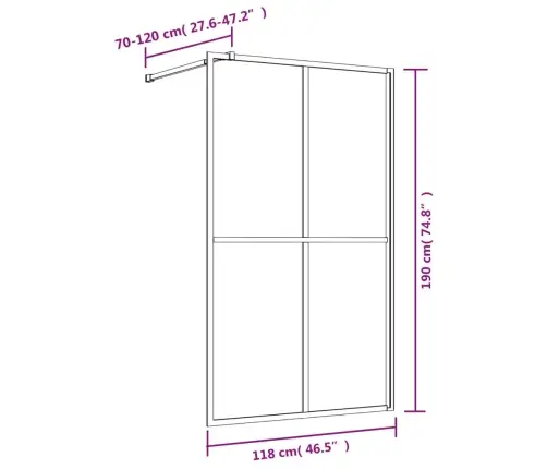 Dušas Siena, Caurspīdīgs Esg Stikls, 118X195 Cm, Zeltaina Vidaxl