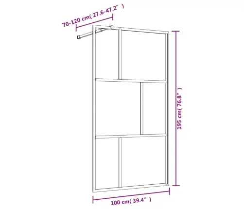 Dušinurga Sein, Läbipaistev Esg-Klaas, Kuldne, 100 X 195 Cm