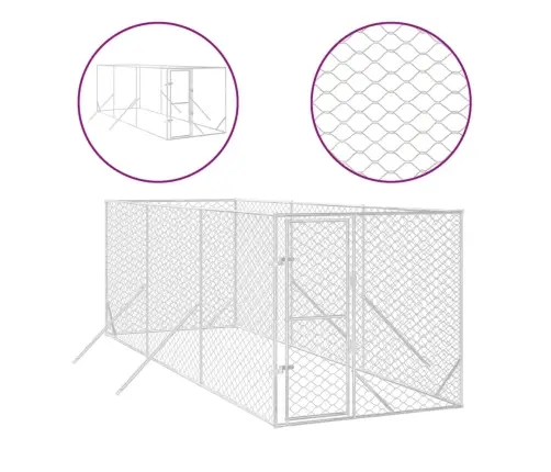 Lauko Voljeras Šunims, Sidabrinis, 2X6X2M, Plienas