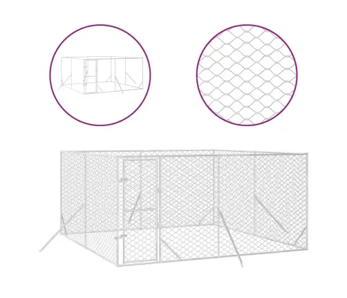 Õue Koeraaedik, Hõbedane, 4X4X2 M, Tsingitud Teras