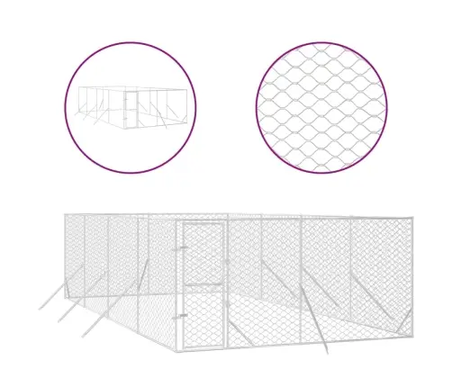 Õue Koeraaedik, Hõbedane, 4X8X2 M, Tsingitud Teras