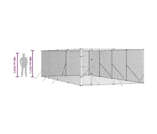 Õue Koeraaedik, Hõbedane, 4X8X2 M, Tsingitud Teras