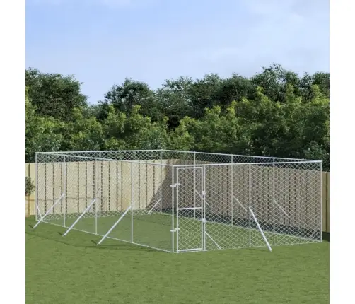 Õue Koeraaedik, Hõbedane, 4X8X2 M, Tsingitud Teras