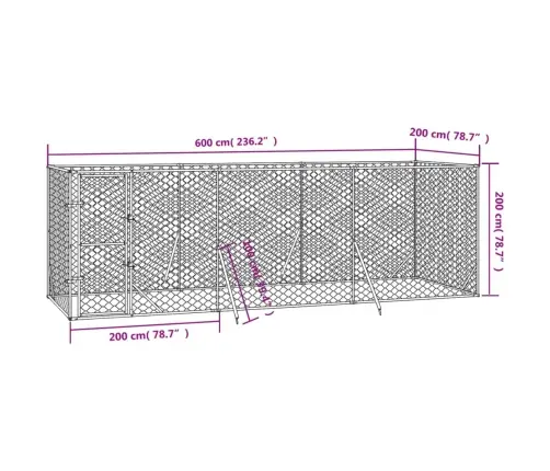 Lauko Voljeras Šunims, Sidabrinis, 6X2X2M, Plienas