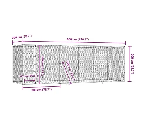 Lauko Voljeras Šunims, Sidabrinis, 6X2X2M, Plienas