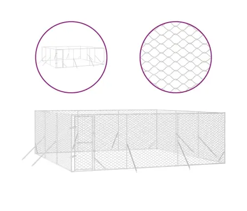 Lauko Voljeras Šunims, Sidabrinis, 6X6X2M, Plienas